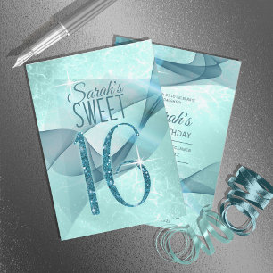 Invitation Sweet sixteen à persiennes étincelantes ID Turquoi