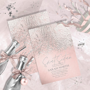 Invitation Sweet sixteen Abstrait Foil Rose Gold ID776