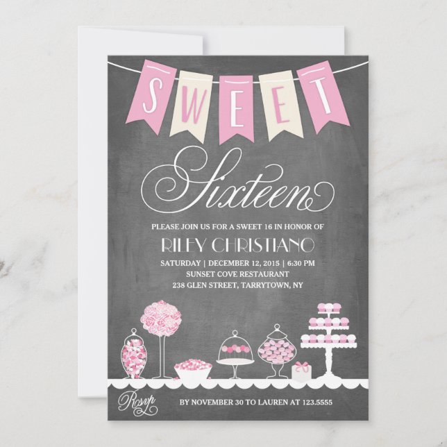 Invitation Sweet sixteen | Anniversaire (Devant)