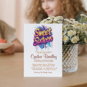 Invitation Sweet sixteen Anniversaire I Style Graffiti