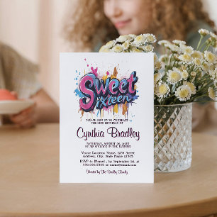 Invitation Sweet sixteen Anniversaire I Style Graffiti