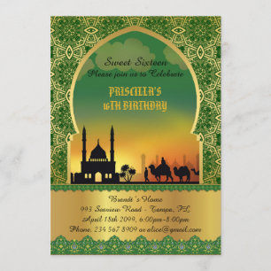 Invitation Sweet sixteen, anniversaire, invitation, nuit arab