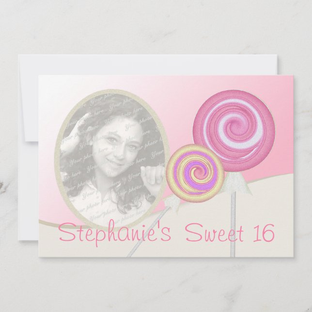 Invitation Sweet sixteen Anniversaire Lollipop (Devant)
