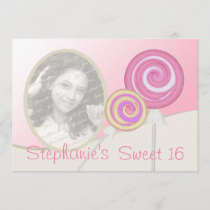 Invitation Sweet sixteen Anniversaire Lollipop