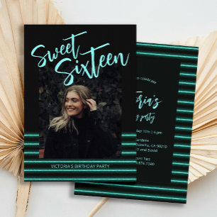 Invitation Sweet sixteen Aquamarine Parties scintillant fête 