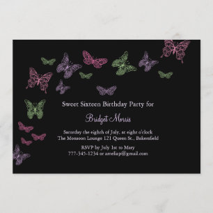 Invitation Sweet sixteen Baisers à papillon