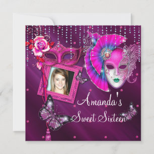 Invitation Sweet Sixteen, Bal Masqué, Mardi Gras