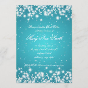 Invitation Sweet sixteen Birch Winter Sparkle Turquoise