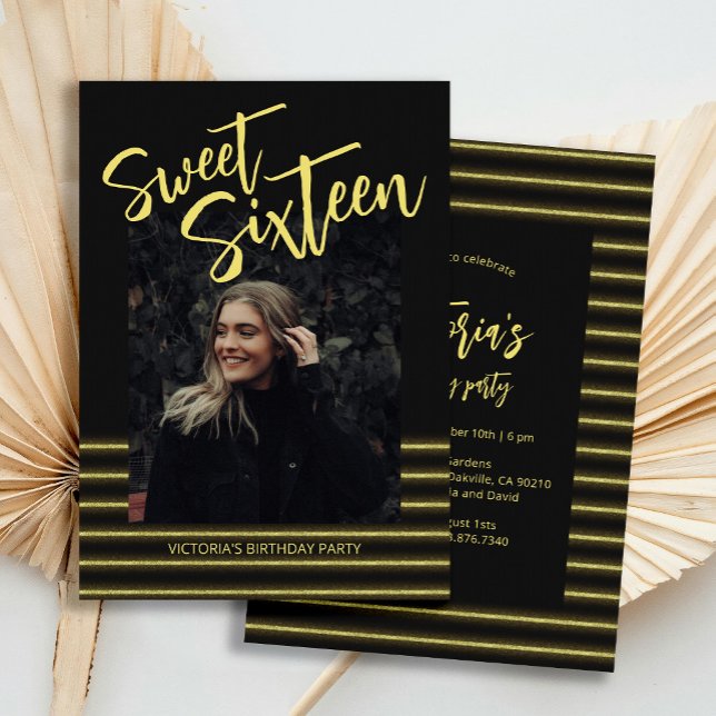 Invitation Sweet sixteen Black et Gold fête d'anniversaire (Créateur téléchargé)
