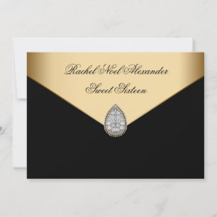 Invitation Sweet sixteen Black Gold