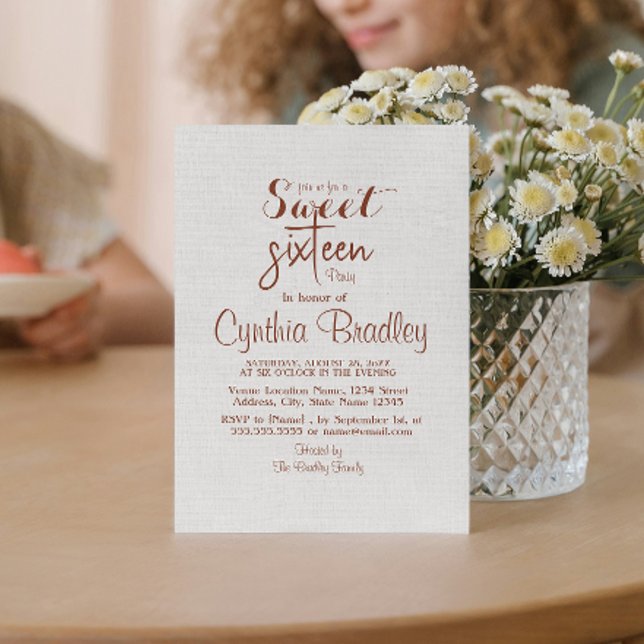 Invitation Sweet sixteen blanc simple fête d'anniversaire (Créateur téléchargé)