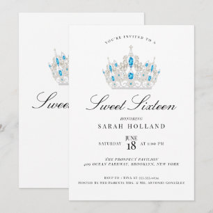 Invitation Sweet sixteen bleu