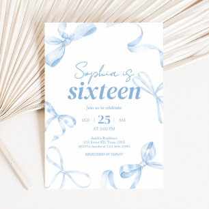 Invitation Sweet sixteen Bleu Bow