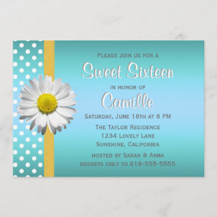 Invitation Sweet sixteen bleu et jaune