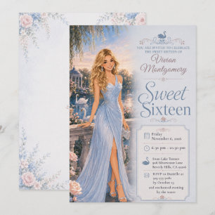 Invitation Sweet Sixteen Blue au Bord du Lac