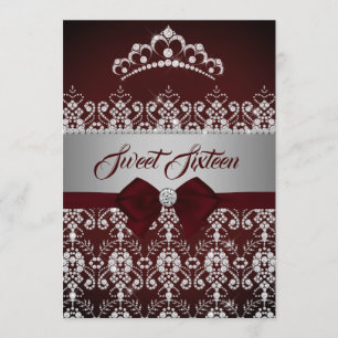 Invitation Sweet sixteen Bourgogne étincelle Diamond Tiara Bo