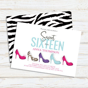 Invitation Sweet sixteen Chic coloré fête d'anniversaire