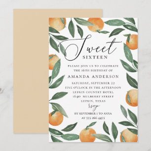 Invitation Sweet sixteen   Citrus Orange & Verdure Anniversai