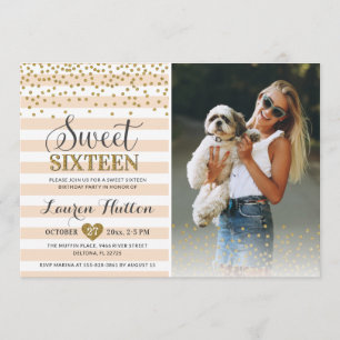 Invitation Sweet sixteen Confetti photo du 16e anniversaire d