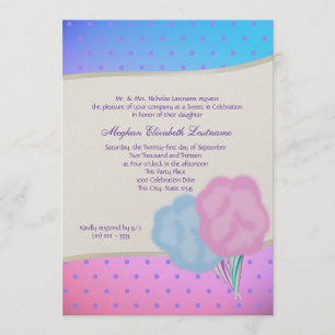 Invitation Sweet sixteen Coton Candy