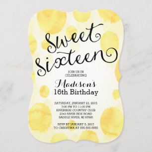 Invitation Sweet sixteen d'aquarelle moderne fête d'anniversa