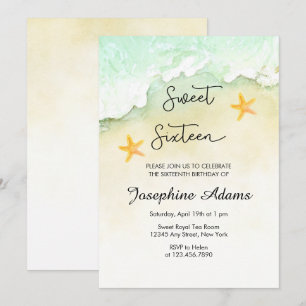 Invitation Sweet sixteen d'aquarelle tropicale Ocean Beach