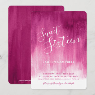 Invitation Sweet sixteen d'art moderne rose rouge