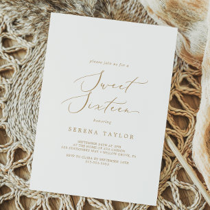 Invitation Sweet sixteen de calligraphie or Delicy