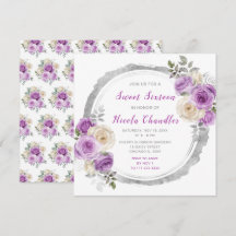 Sweet sixteen de fleurs élégantes violet et argent