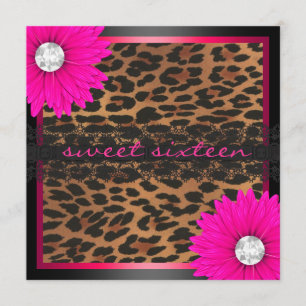 Invitation Sweet sixteen de léopard de roses indien