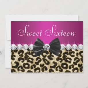 Invitation Sweet sixteen de léopard rose chaud