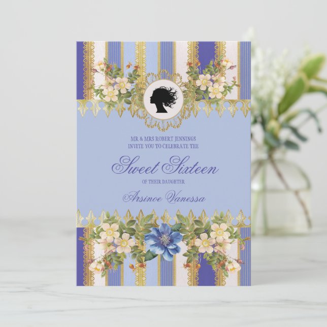 Invitation Sweet sixteen de l'ère de la régence bl (Debout devant)