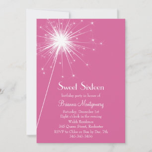Invitation Sweet sixteen de l'incendie de la fuchsia
