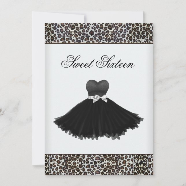 Invitation Sweet sixteen de lustre léopard fête d'anniversair (Devant)