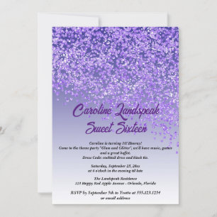 Invitation Sweet sixteen de Parties scintillant pourpre en ch