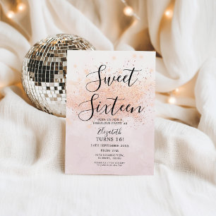 Invitation Sweet sixteen de Parties scintillant rose Gold