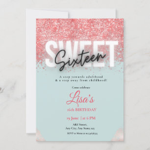 Invitation sweet sixteen de parties scintillant rose rose