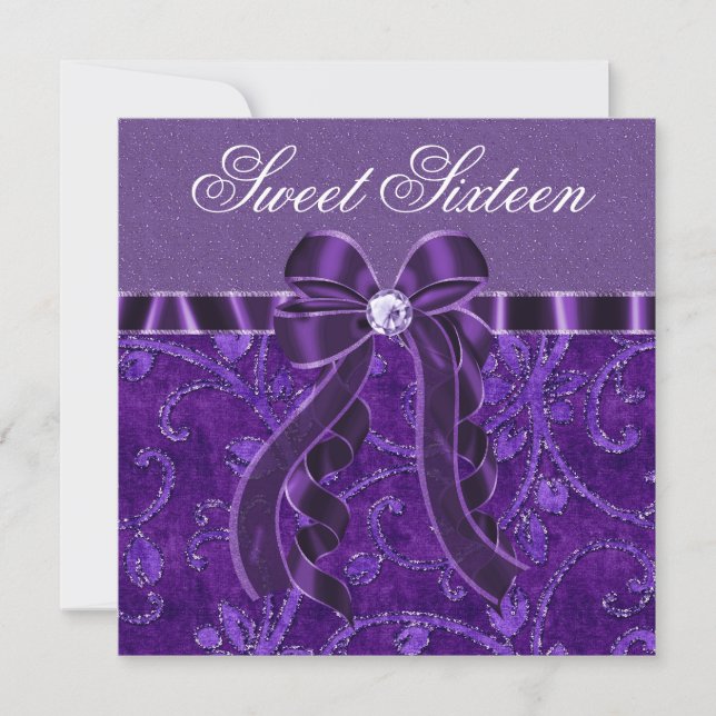 Invitation Sweet sixteen de Parties scintillant violet lavand (Devant)