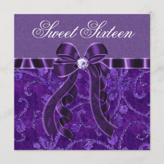 Invitation Sweet sixteen de Parties scintillant violet lavand