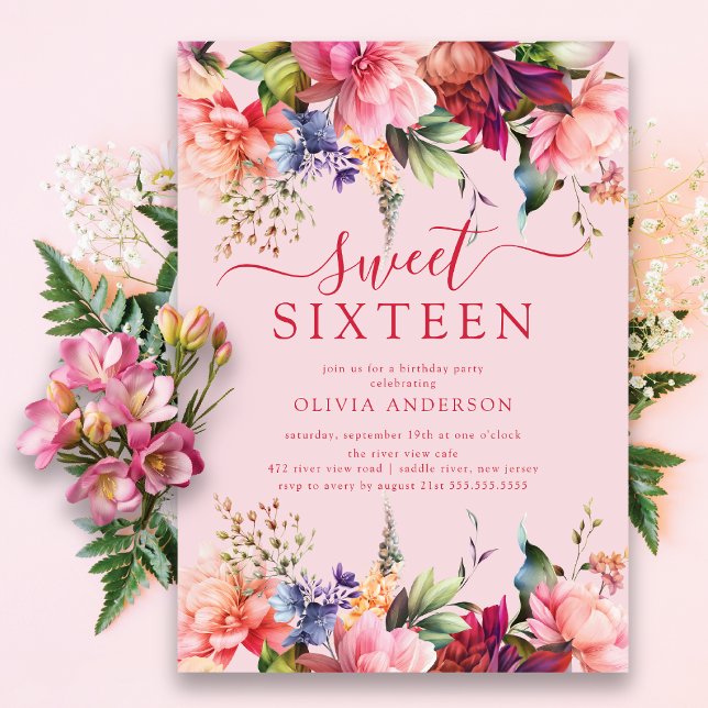 Invitation Sweet sixteen de perfection pétale (Créateur téléchargé)