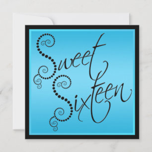 Invitation Sweet sixteen de perles bleues et noires Invitatio