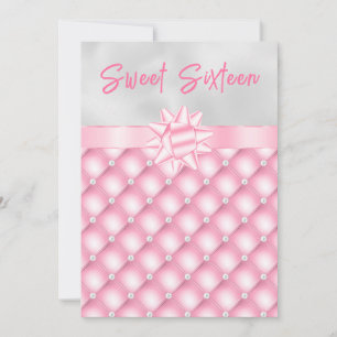Invitation Sweet sixteen de perles touffetées roses et argent