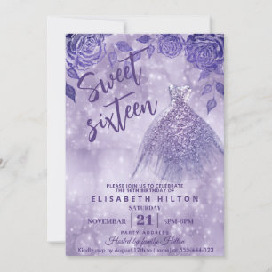 Invitation Sweet sixteen de robe de Parties scintillant moder