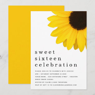 Invitation Sweet sixteen de tournesol jaune rustiq