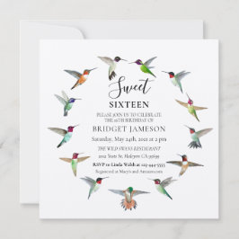 Invitation Sweet sixteen des colibris