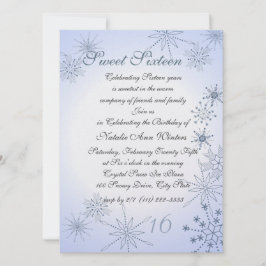 Invitation Sweet sixteen des flocons d'hiver