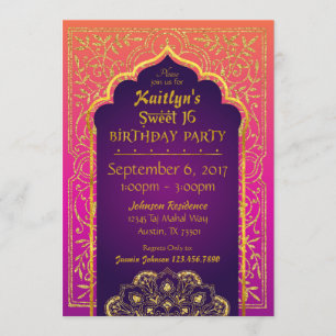 Invitation Sweet sixteen des nuits de Bollywood
