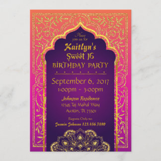 Invitation Sweet sixteen des nuits de Bollywood