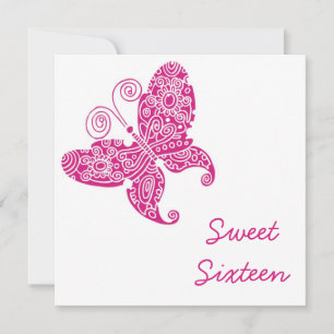 Invitation Sweet sixteen des papillons