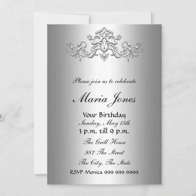 Invitation Sweet sixteen d'invitation en argent 16 (Devant)